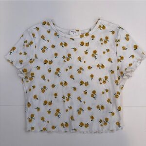 Forever 21 White Pajama Top with Yellow Floral Design